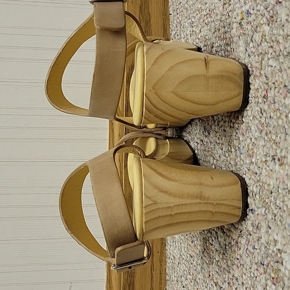 Nisolo All Day Clog Tan Platform Sandals 7.5 Leather Spring Break Coastal - Picture 4 of 6